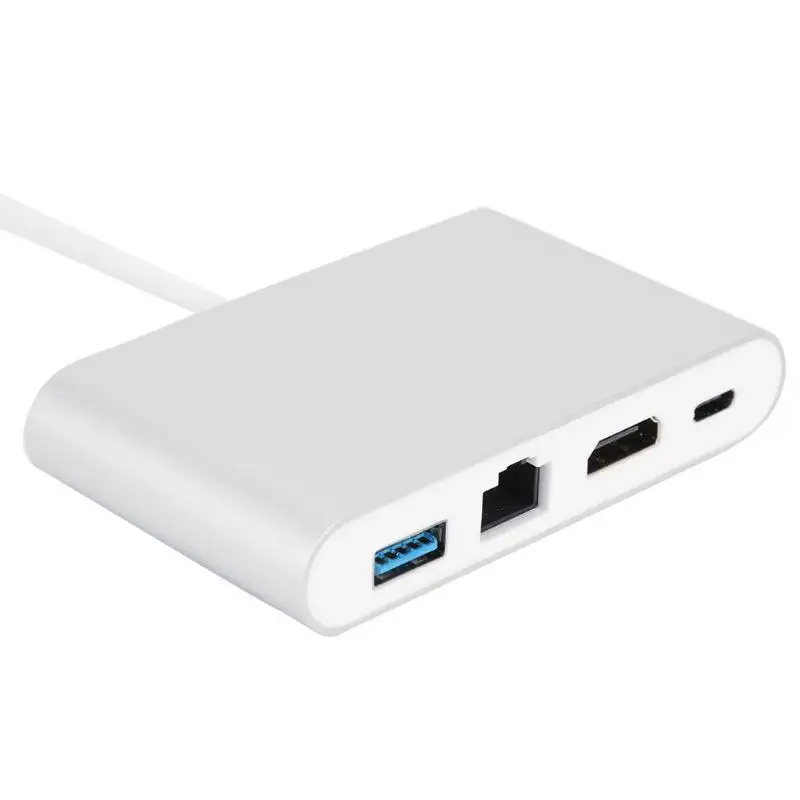4 в 1 USB TYPE-C концентратор Gigabit Ethernet USB-C к HDMI RJ45 TYPE-C адаптер Поддержка прямой доставки