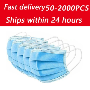 

50-2000PCS Disposable Masks Protective 3-layer Anti Bacterial Dust-proof Breathable Waterproof Meltblown Cloth Mask
