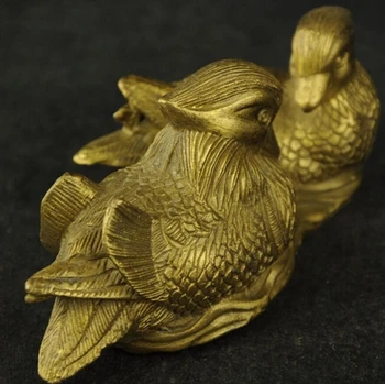 

922+++Old China Handwork Brass Carving YUAN YANG Rare Statue