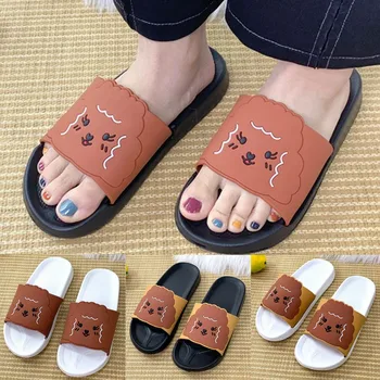 

Solid Color Cute Pattern Flip Flops Home Slippers Unisex 2020 New Fashion Bathroom slippers Couple slippers Домашние тапочки