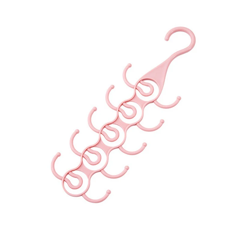 Pink Бытовые 10 крючков многофункциональные крючки Галстук Шарфы сумка крючок многофункциональные стеллажи для хранения Шкаф Вешалка для ремней вешалки - Цвет: Pink