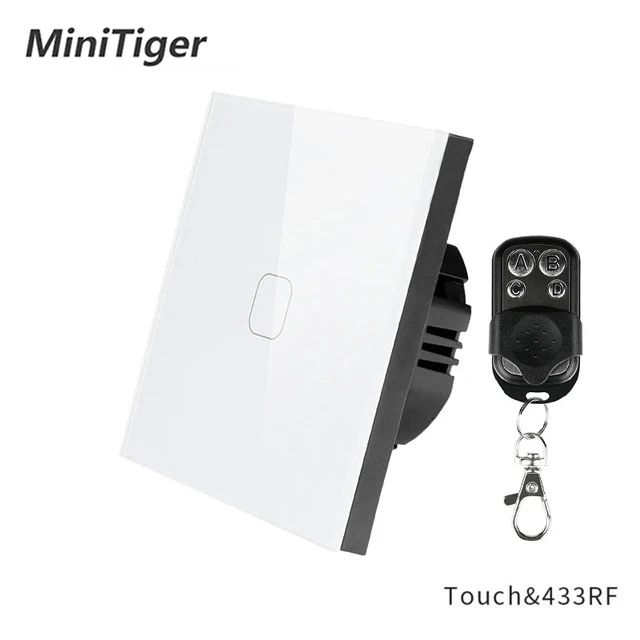 Minitiger EU/UK Стандартный 1/2 банды 1 способ RF433 дистанционное управление настенный сенсорный выключатель, умный дом беспроводной пульт дистанционного управления выключатель света