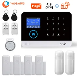 Wireless WIFI 3G GSM Home Security Alarm System For Tuya SmartLife APP With Motion Sensor Detector Compatible With Alexa&Google