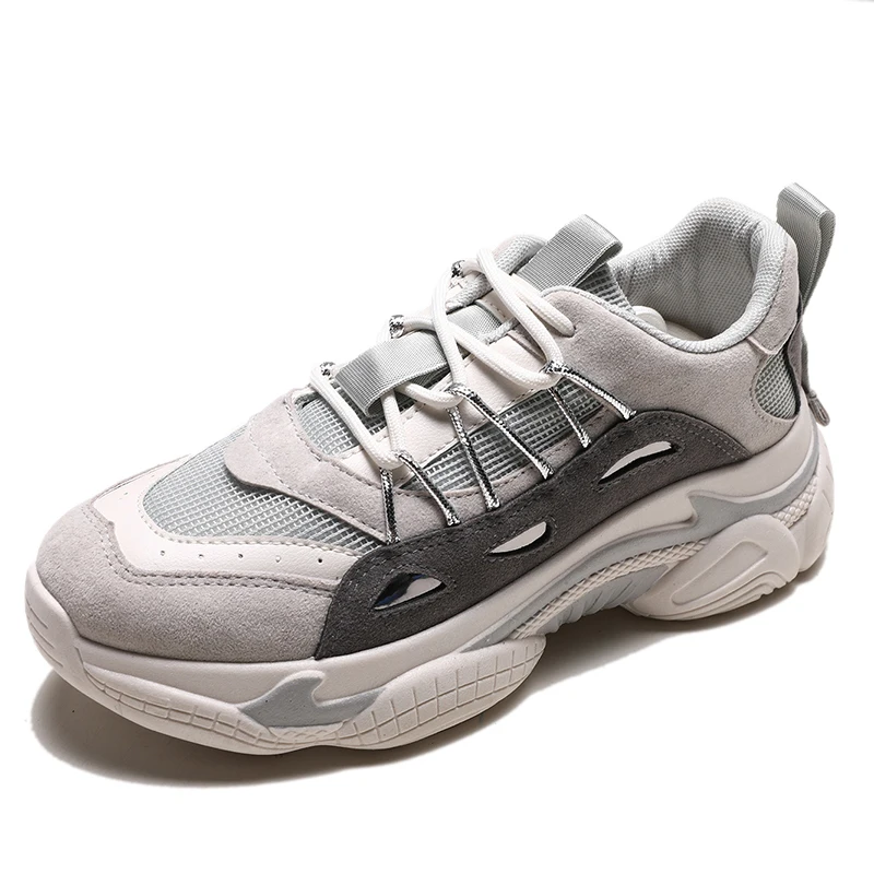 

2019 Sneakers Women New Vintage Shoes Ladies Chunky Sneakers Platform Sport Casual Beige Snakers Trainers chaussure femme E18-17