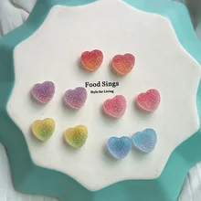 Градиент очаровательный карамельный цвет сердце серьги гвоздики для женщин Девушка Сладкий Мода fudge маленькие серёжки вечерние свадебные украшения