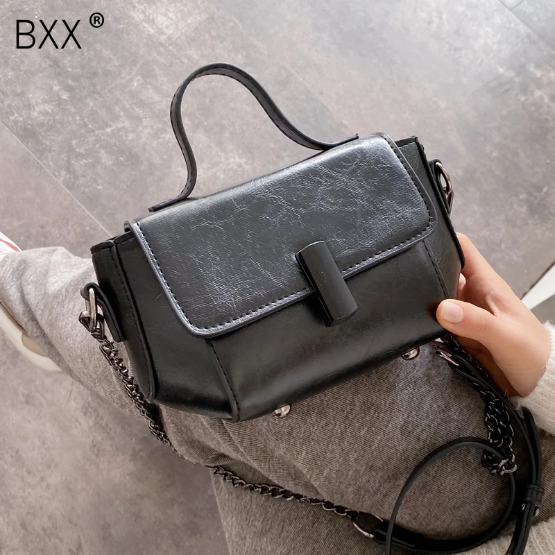 

[BXX] PU Leather Bag For Women 2020 Spring Brand Designer Solid Color Shoulder Messenger Bag Female Crossbody Handbags HK043