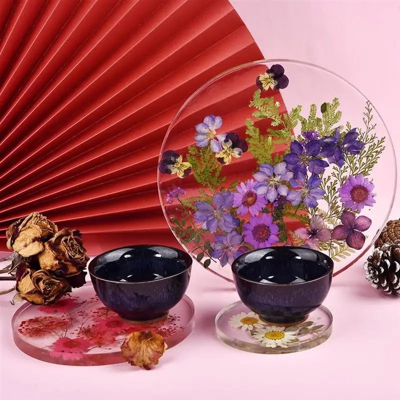Transparent Fluid Round Coaster Resin Casting Molds Silicone Epoxy Jewelry Pendant Agate Making Mould Tool Home DIY Accessory
