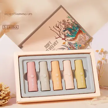 

5 Colors Lipstick Matte Lipstick Waterproof Lips Cosmetics Easy To Carry Matte Lipsticks Set