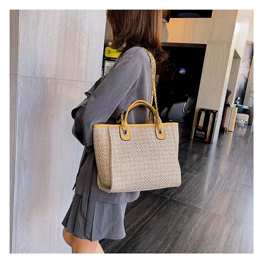 Европейский стиль дизайн модный тренд контрастного цвета шерстяная тканевая сумка-шоппер Дамская хозяйственная сумка