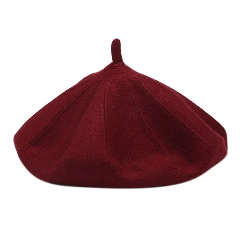WR Simple Wild Double-faced Wool Knitted Female Beret Small Fresh Painter Hat - Color: WR
