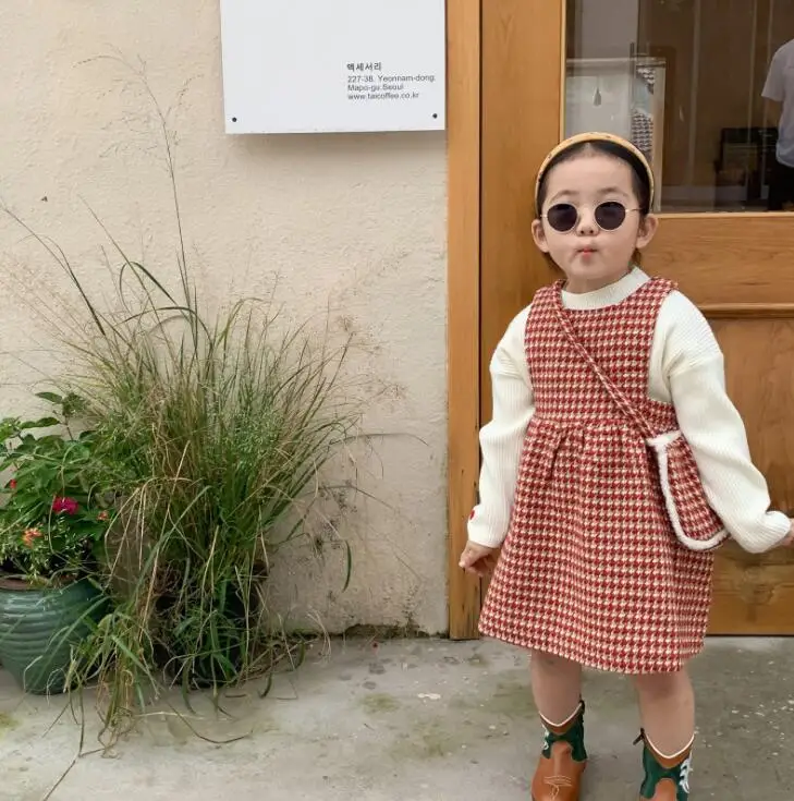 アウトレット直送 2 7歳の女の子のためのチェックドレス バッグ付きの厚いドレス 韓国風 ファッショナブル 冬 Pw9 21 在庫処分価格 Www Smartexpress Com Ua