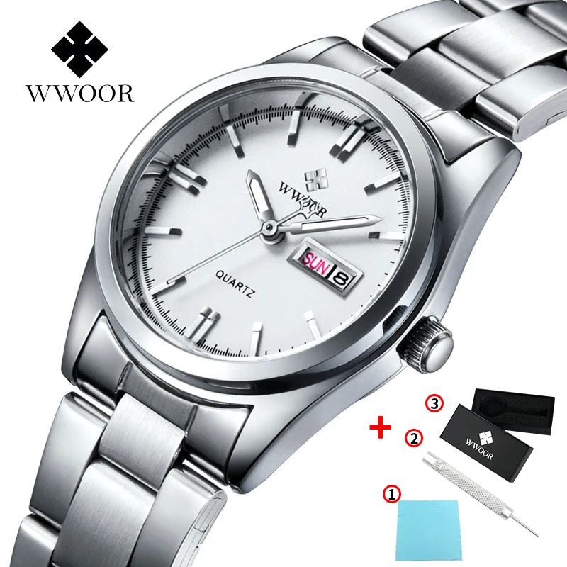 Silver White Топ роскошные женские часы повседневные деловые Кварцевые водонепроницаемые часы с датой модные высококачественные синие часы женские часы под платье наручные часы в подарок - Цвет: Silver White