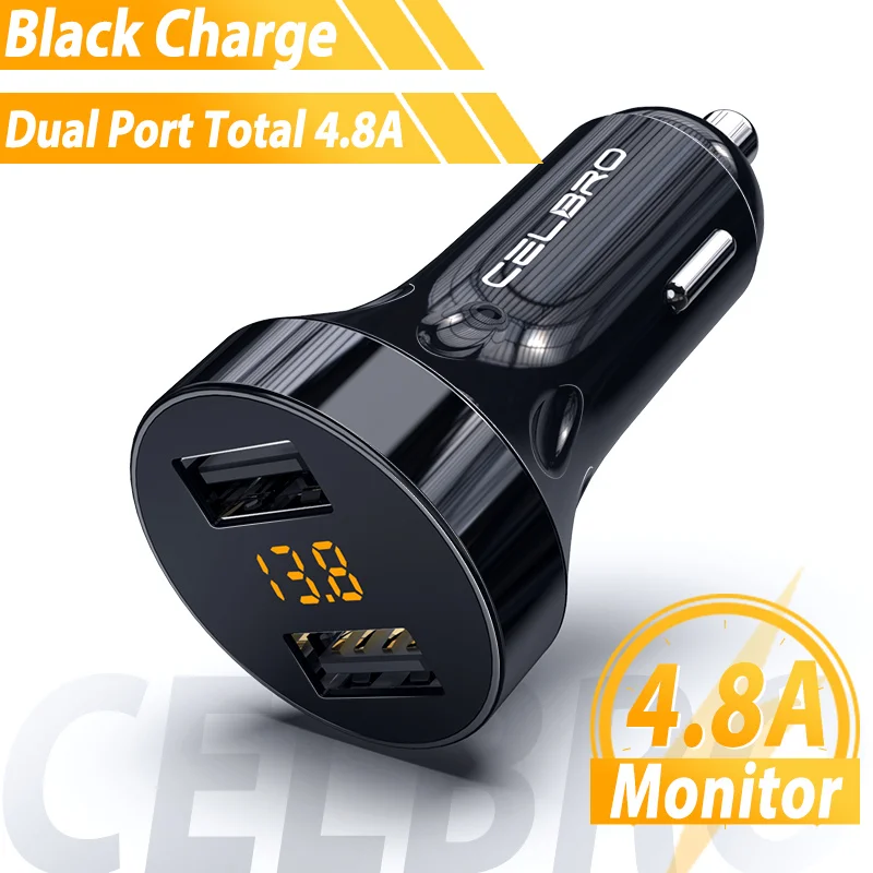 LED 4.8A Charger Обновление 4.8A Usb Автомобильное зарядное устройство двойной Usb Автомобильное зарядное устройство дисплей напряжения быстрое зарядное устройство автоматическая зарядка для Iphone 11 samsung S10 мобильный телефон - Тип штекера: LED 4.8A Charger