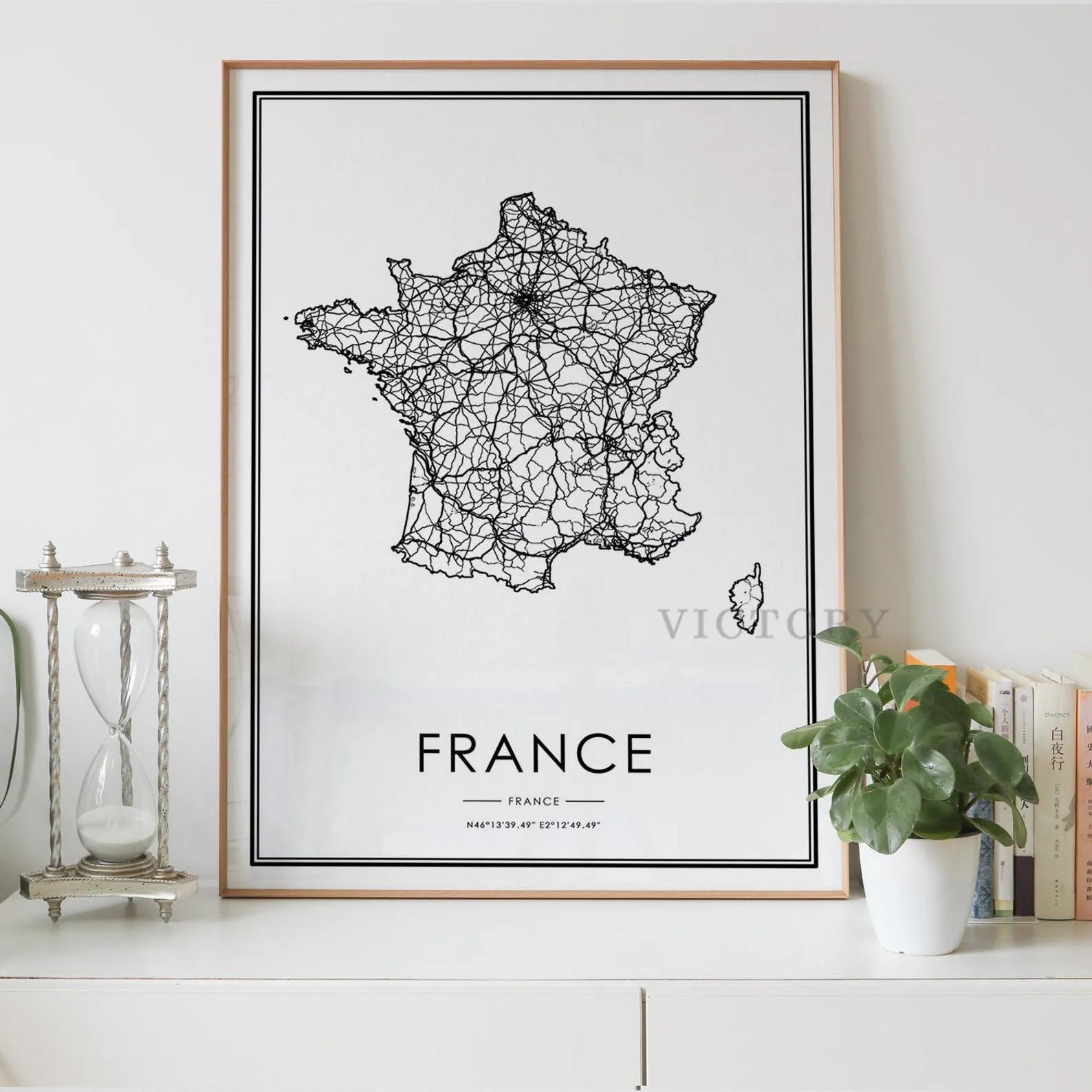 

France Country Map Abstract Art Print Painting Nordic Living Room Decoration Canvas Poster Modern Wall Art Home Decor