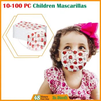 

Anti-stof Veilig Ademend Lovely Print Mascarillas Children's Disposable Safety Air Fog Face Mask Industrial 3 Ply 50-100PC mask