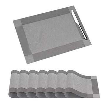 

Table Mats Set Of 8 Dining Table Place Mats Washable Placemats Non-Slip Heat Resistant Pvc with Singel Border Decoration Rectang