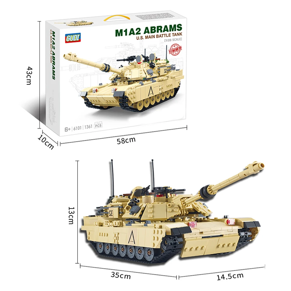 M1A2 США MBT Танки Армии WW2 высокая имитация gudi 6101 Военная серия Обучающие DIY строительные блоки игрушки для детей мальчиков подарки