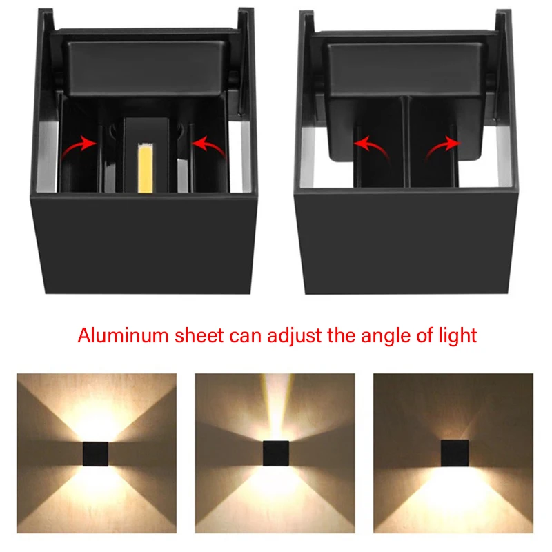 Simple LED 12W IP65 waterproof wall lamp  indoor and outdoor adjustable wall light courtyard porch corridor bedroom wall sconce