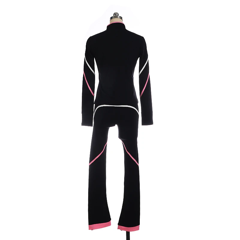 Ice Figure Skating Kids Dance Black Jacket and Pants Suits Costume Skating Suit Girl Dance Costume