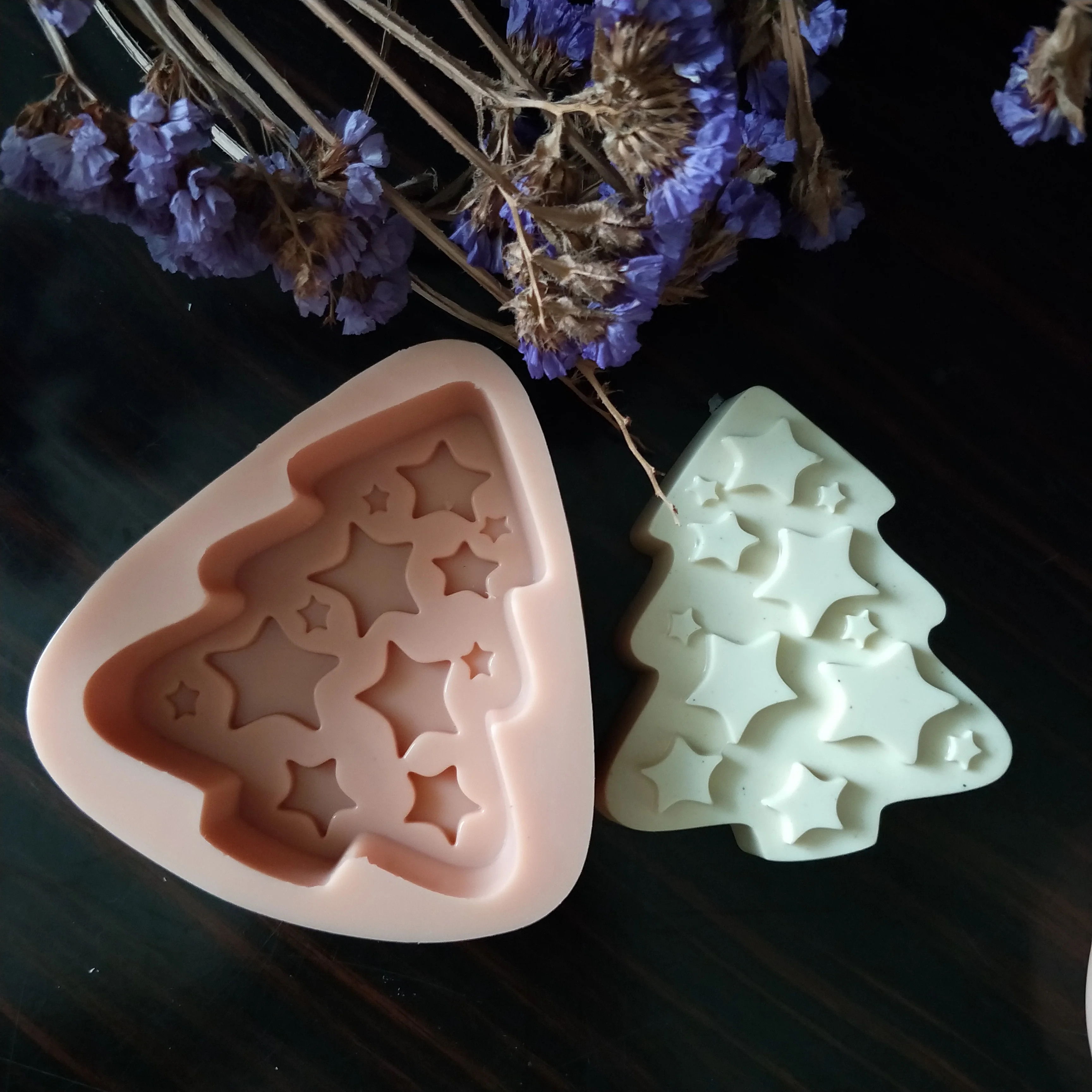 

HC0161 PRZY New Year Soap Christmas Silicone Mold Star christmas tree Soap Molds Clay Resin Gypsum Chocolate Candle Candy Mold