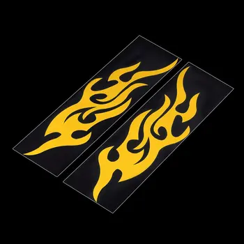 

Yellow Universal Car Sticker Styling Engine Hood Motorcycle Decal Decor Mural Vinyl Covers Accessories Auto Flame Fire