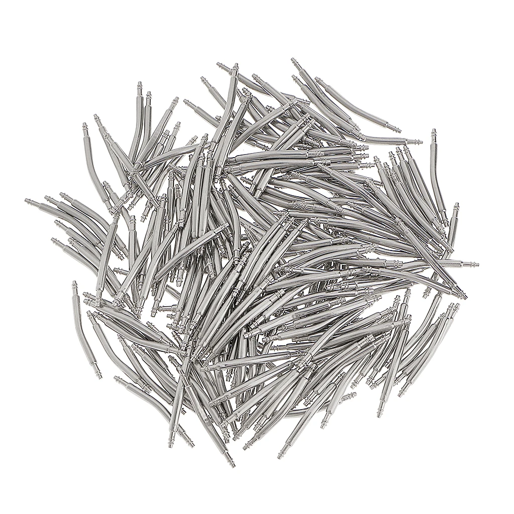 200pcs Silver Curved Spring Bar Pins Link for Watch Band 16-26mm
