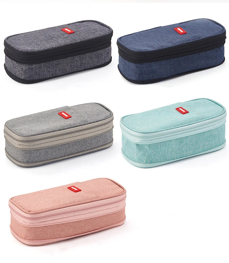 1pc Pencil Cases Side Window Cute Pencil Case Special Macaron Color Canvas  Big Pencil Box Storage Bag Kids Student School Pouch Stationery