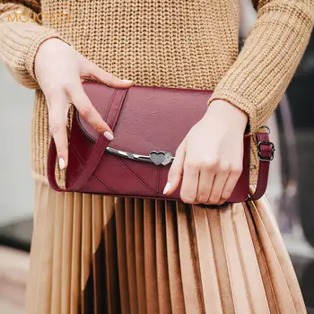 

Casual Women Messenger Bag Solid Color Leather Female Daily Shoulder Bags Purse for Outdoor Shopping Traveling Decoration