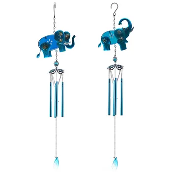 

1PC Little elephant metal wind chimes glass painted crafts ornaments creative exquisite gift garden balcony blue pendants