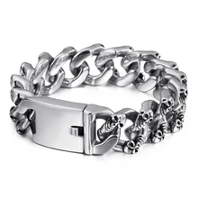 Тяжелая нержавеющая сталь мужская каркасная цепь браслеты индивидуальность мужчины и женщины тренд панк готический рок аксессуары ювелирные изделия