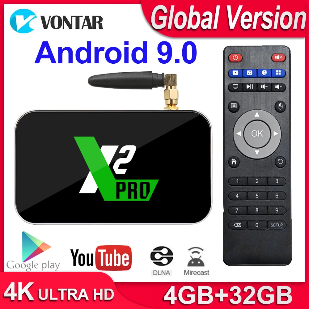 X2 Pro Smart tv Box 4 Гб ram DDR4 32 ГБ Android 9,0 tv Box S905X2 X2 cube 2 Гб 16 Гб медиаплеер 2,4G/5G WiFi 1000M 4K PK Ugoos x2