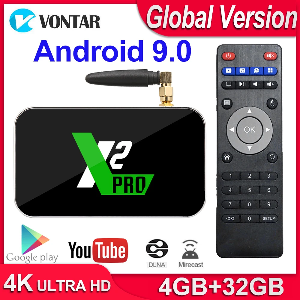  X2 Pro Smart TV Box 4GB RAM DDR4 32GB Android 9.0 TV Box S905X2 X2 cube 2GB 16GB Media Player 2.4G/