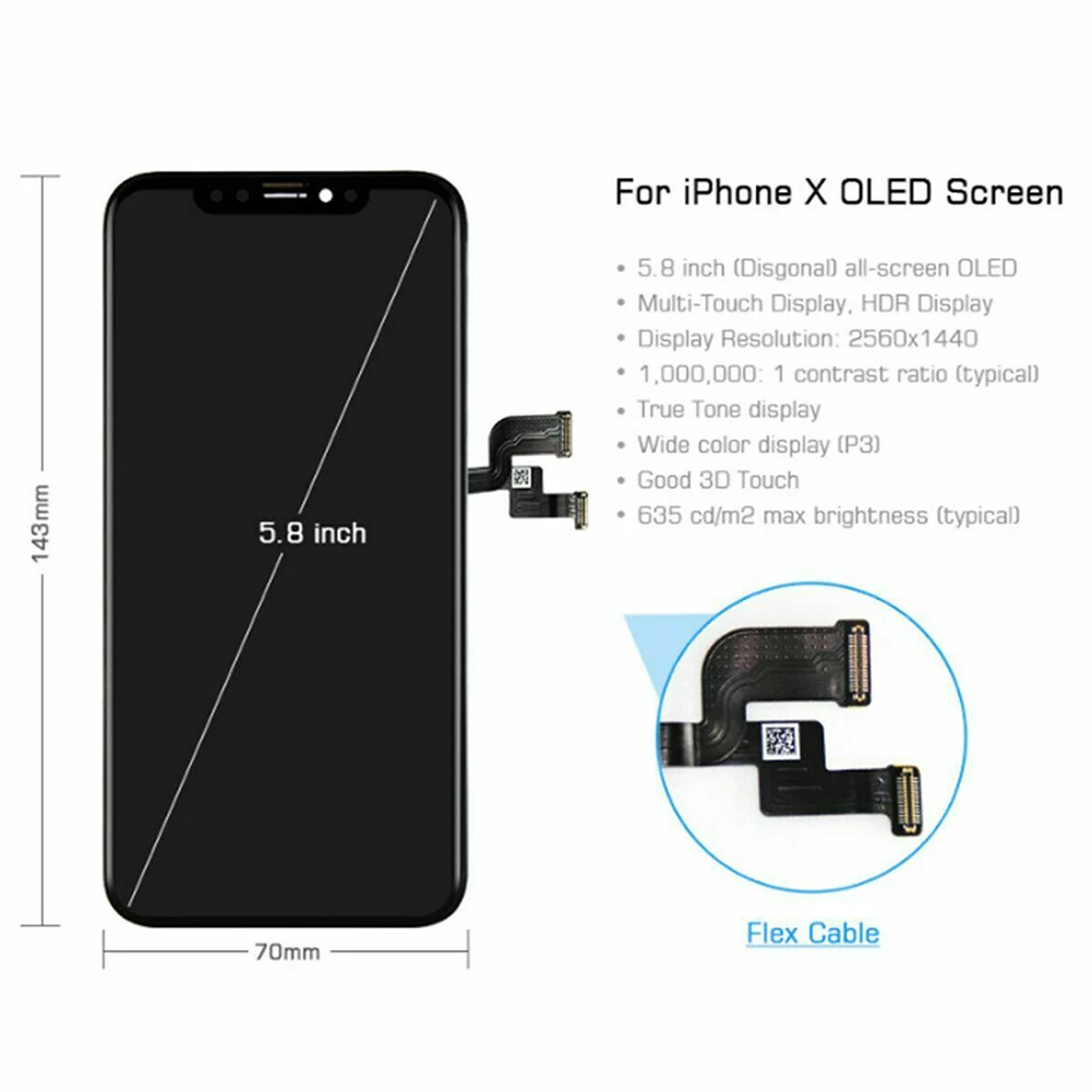 Новое поступление замена OLED дисплей сенсорный экран дигитайзер для iPhone X с Монтажным инструментом