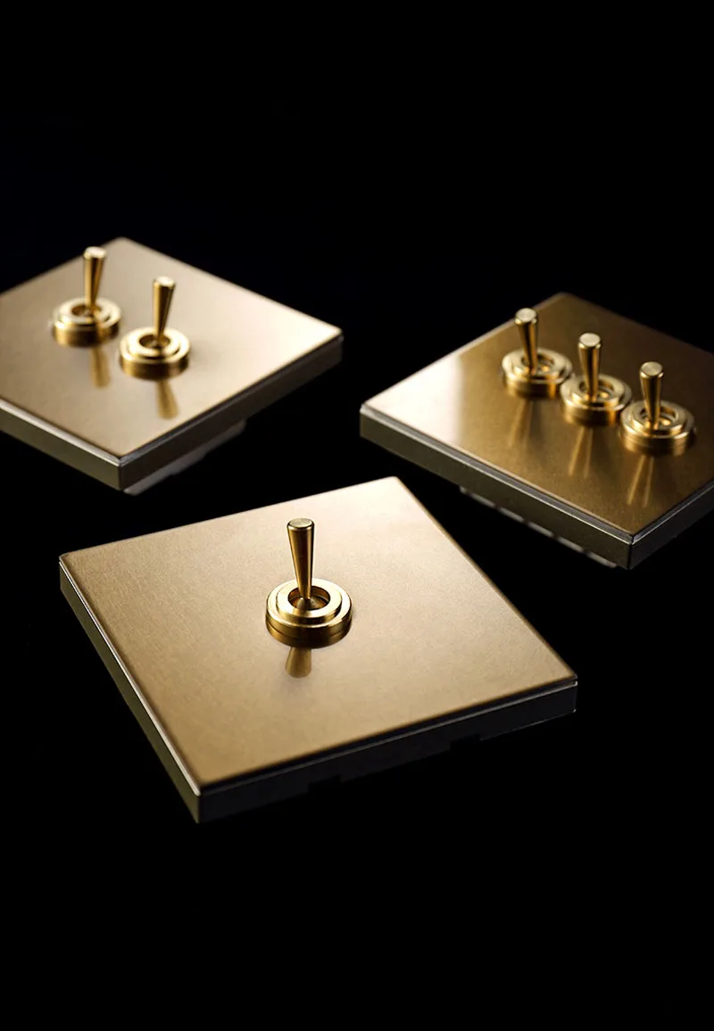H45e9fad574c040628c623f8df4d33c87r Home Improvement Wall Light Toggle Switch 1-4 Gang 2 Way Retro Brass Lever Stainless Steel Champagne Gold Panel Momentary Switch