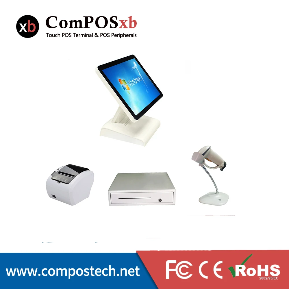 

A Whole Set Of Computer Terminal Retail POS System Touch POS Machine With Printer Scanner Cash Drawer