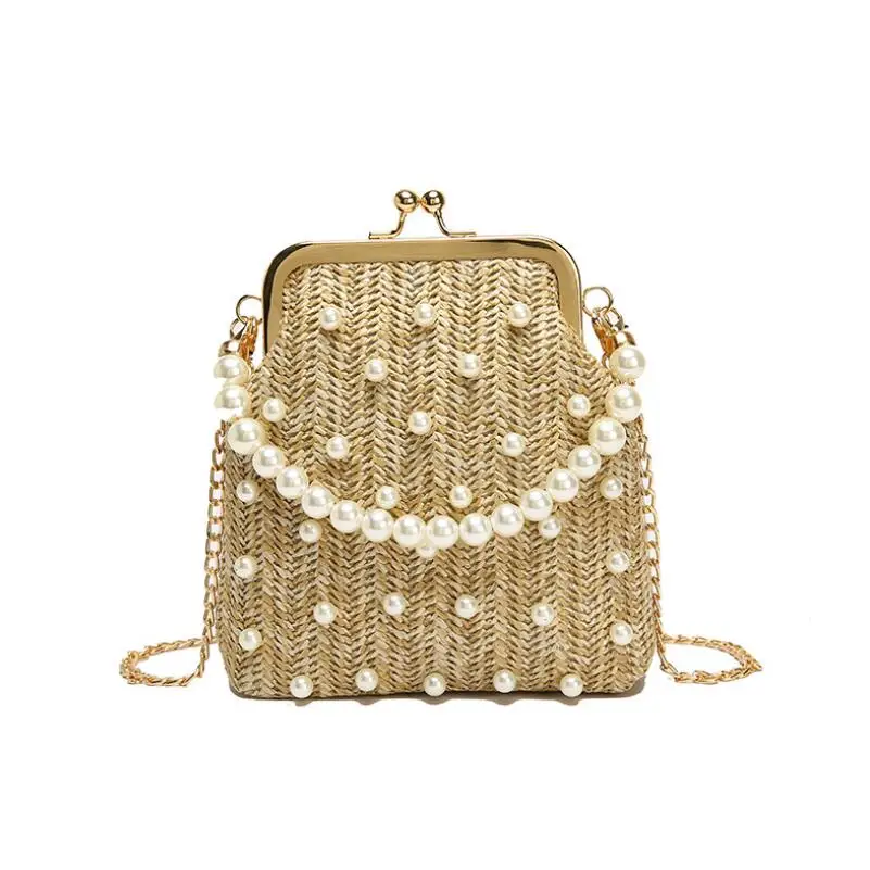 

Women Shell Beach Bags Summer Knitting Straw Bag Female Shoulder Bag High Quality Pearl Handbag Messenger Crossbody Bag