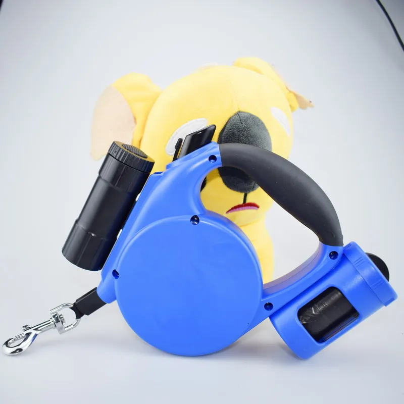 

hands free bungee dog leash 3 in 1 Dog Leash Automatic Retractable 4.5m LED light Garbage bag Dog Leads Durable
