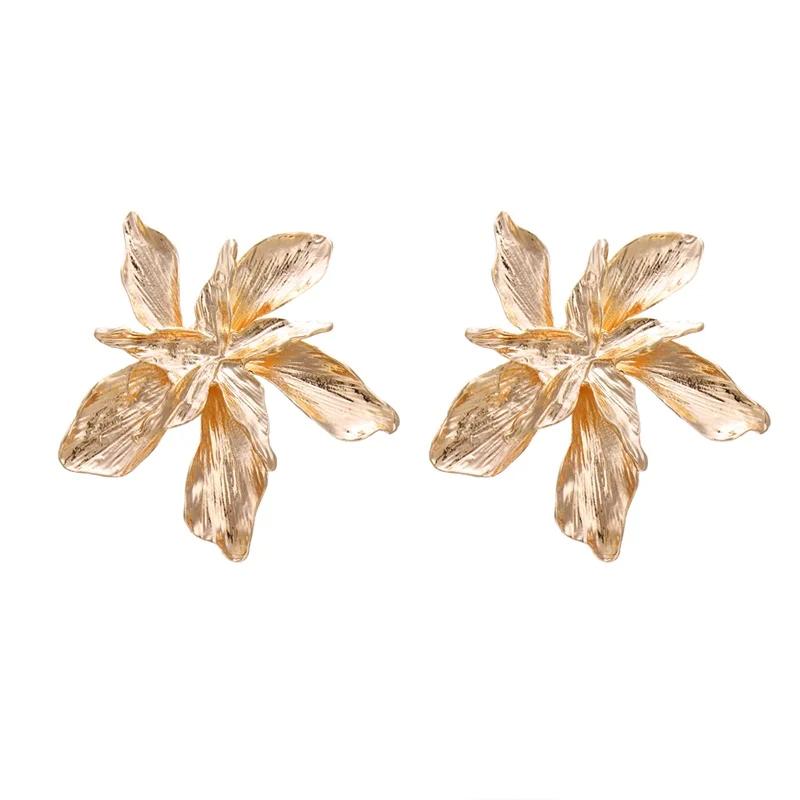 VKME fashion metal big flower earrings jewelry ladies flower earrings classic earrings earrings Brincos party gift - Окраска металла: XLZPCS52-1