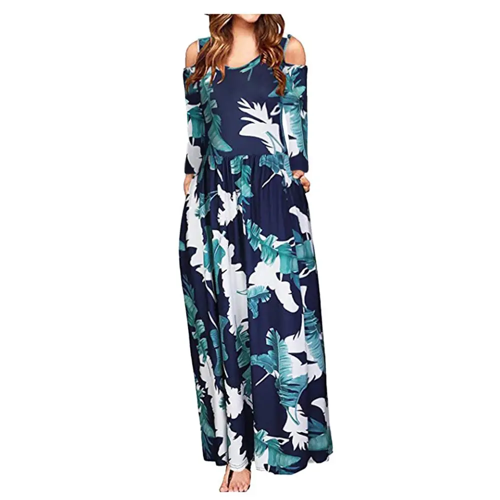 cold shoulder floral maxi dress