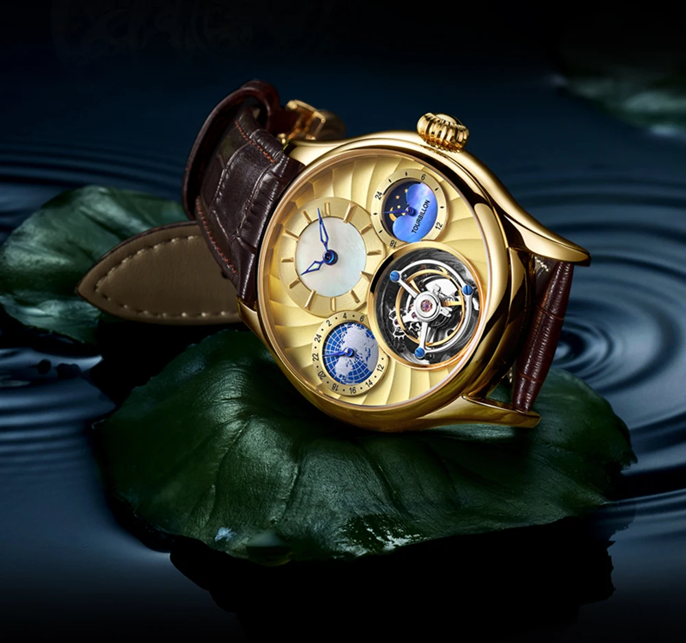 Оригинальные турбийон часы GUANQIN новые часы для мужчин водонепроницаемые механические сапфировые кожаные лучший бренд класса люкс Relogio Masculino