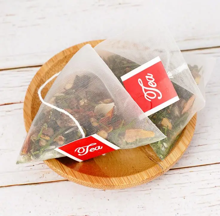 

5000 шт. 5,5*7 см Пирамида чайные пакетики фильтры нейлоновый чайный пакетик одна нитка с этикеткой прозрачные пустые чайные пакетики SN310