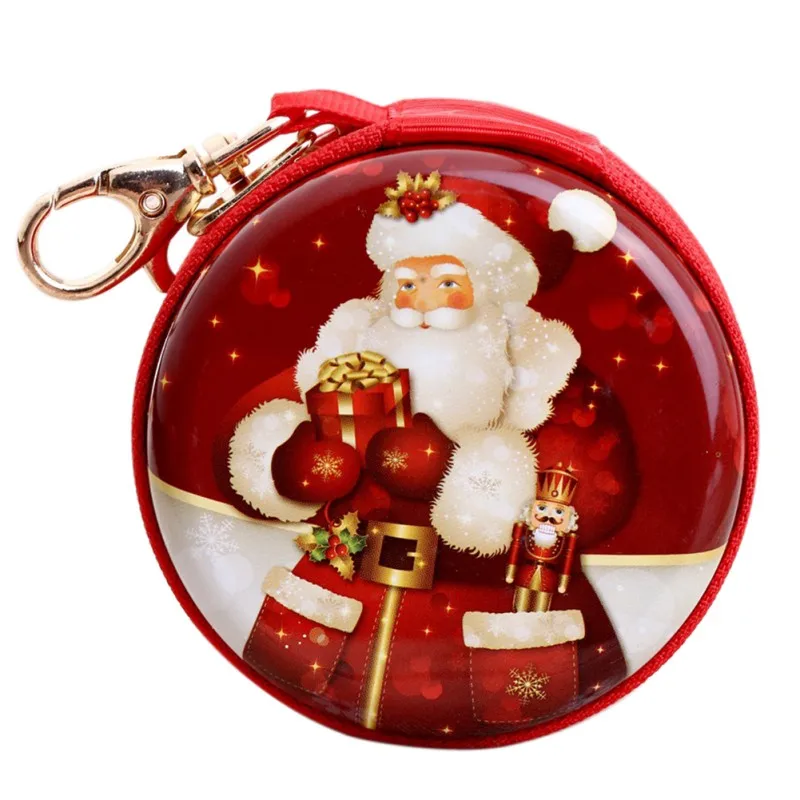 Мини жестяная коробка сумка Merry Christmas Санта Снеговик Олень Дети Девочка конфеты монета кошелек наушники сумка для хранения - Цвет: 1