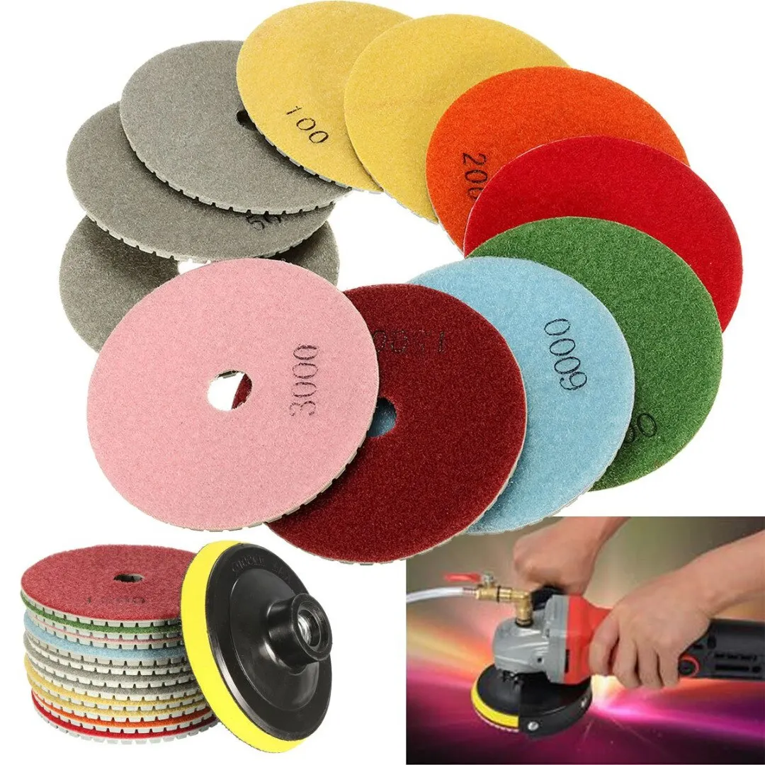 12pcs 4``/100mm Wet Dry Diamond Polishing Pads Sanding Disc Grinder For Granite Stone Concrete Marble Polisher Abrasive Tools