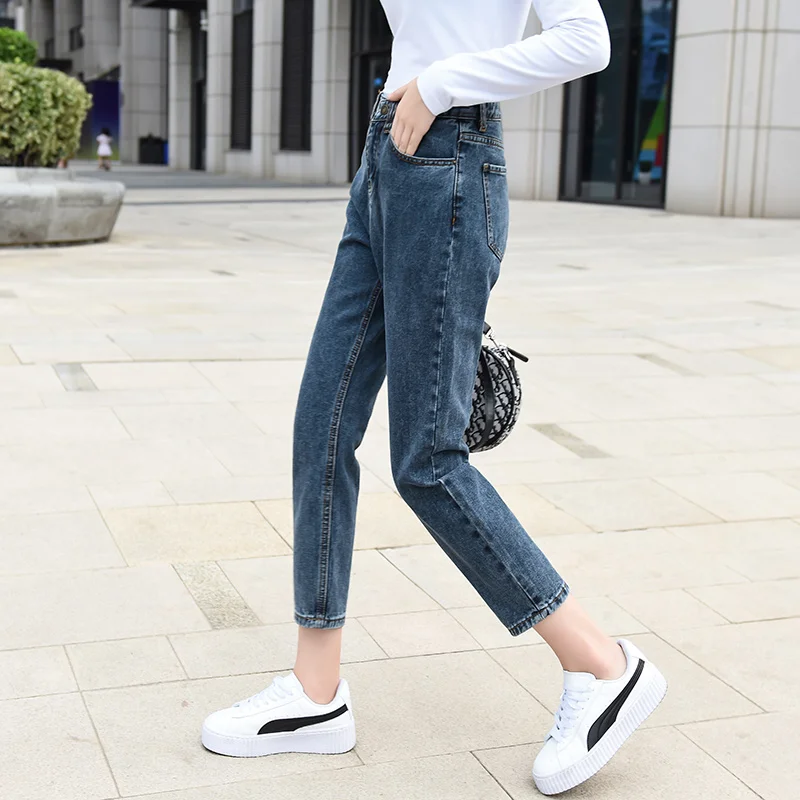 Navy blue Новинка, зимние женские плотные вельветовые флисовые теплые женские джинсы, повседневные хлопковые джинсы с высокой талией, джинсы для мам, джинсовые штаны - Цвет: Navy blue