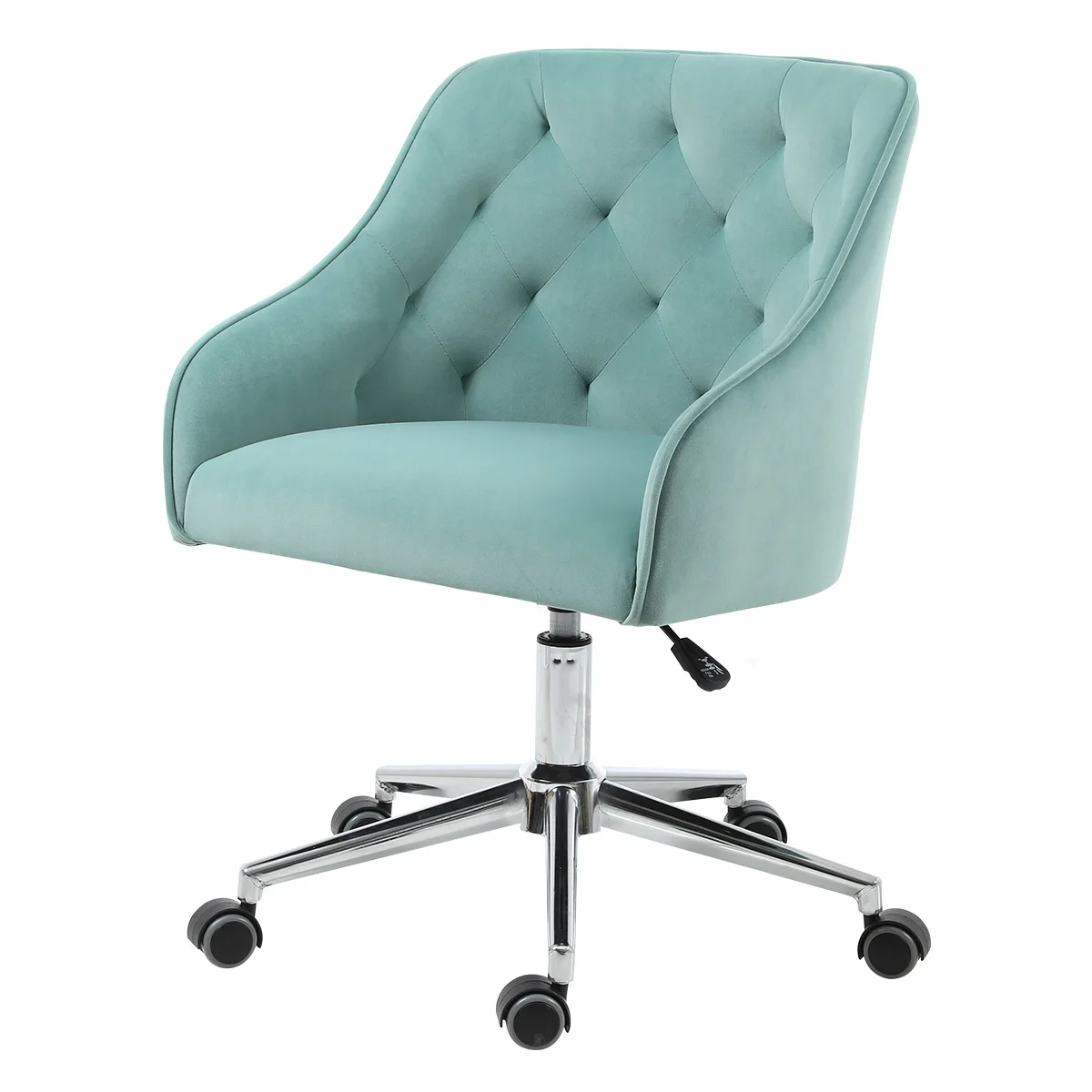 87CM Velvet Office Chair Desk Chair Mid-Back Task Chair Computer Chair Swivel Chair Comfy Dressing Chair Lounge for Bedroom 