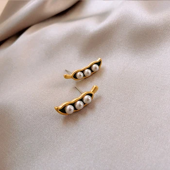 

Niche design pea earrings female needle earrings 2020 trendy Trend exquisite metal Prevent Allergy Fashion Stud Earrings