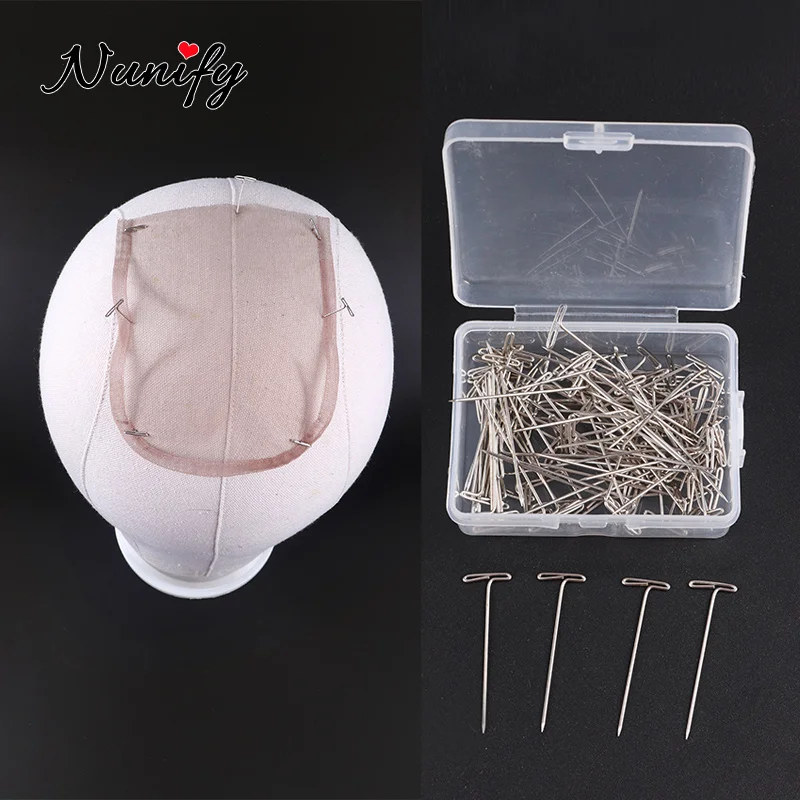 50pcs Stainless Steel T-Shape Needles Pins Wigs Hair Weaving Crafts Tools