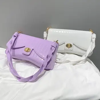 

2020 Summer New Stone Pattern Lock Shoulder/Crossbody Bag Women's Retro Non-Mainstream Solid Color Fashion Underarm Bag