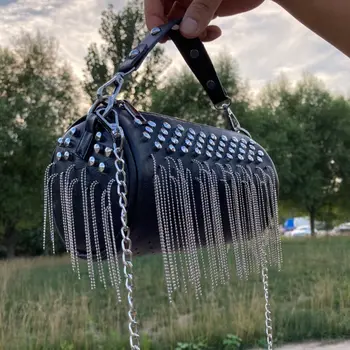 

Vintage Fashion Famous Designer Shell Fringe Bag Bags Women's Handbags Purses 2021 New Rivet PU Leather Women Shoulder Bags Bag