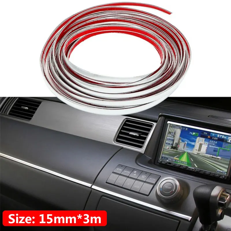 Car Protection Strip Car Trim Universal Trim Strip Interior Decoration 3.0meter Sliver Flexible